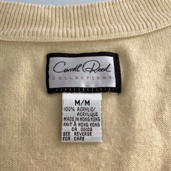 Vintage Carroll Reed Light Yellow Cardigan, Size M - Picture 9 of 12